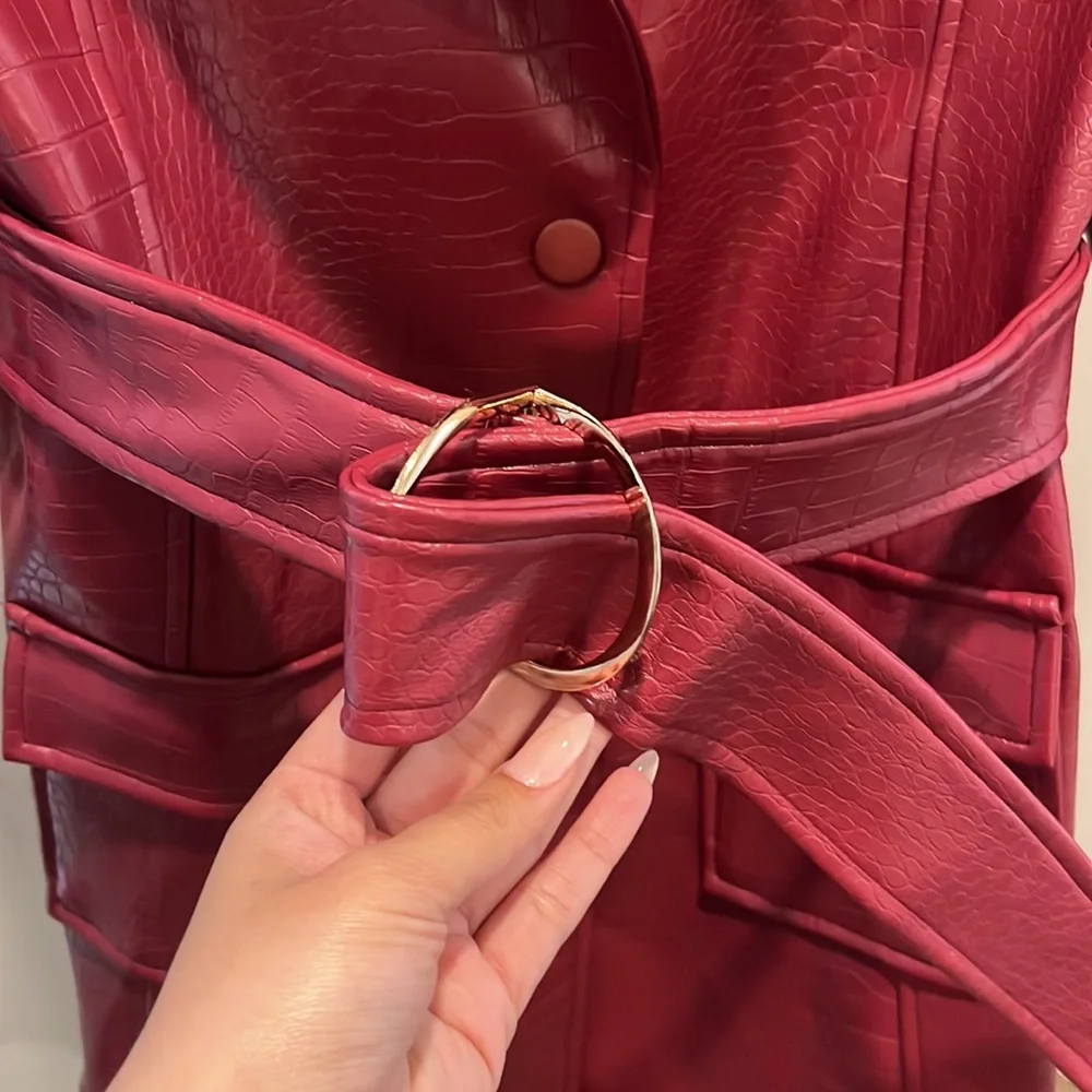 Red JLUXLABEL Croc Belted Jacket - Picture 2 of 5